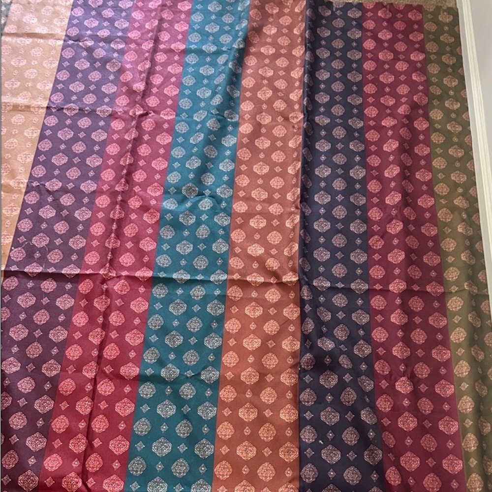 Croscill Arabella Jewel Multicolor Striped Shower Curtain Medallion Pattern
